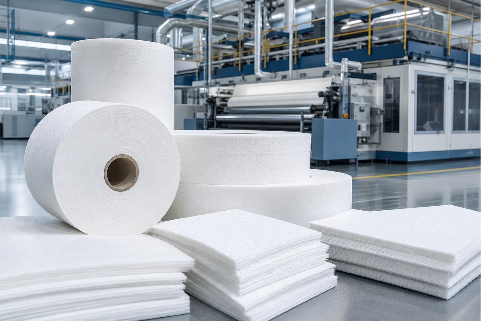 Nonwoven roll goods and converting line sourcing visual